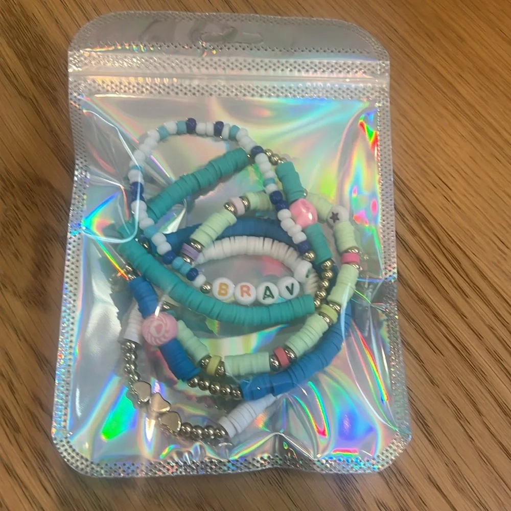 Fun set of‎ 5 blue-toned friendship bracelets
